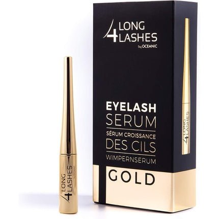 Long4Lashes GOLD High Capacity Exclusive Eyelash Serum 4ml - Superstar Formula with Plant - Based Ingredients - Maison des fragrances
