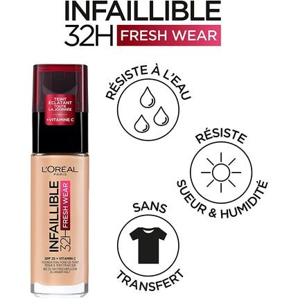 L'Oréal Paris 32hr Fresh Wear Liquid Foundation 30 Rose Pearl 30ml - Maison des fragrances