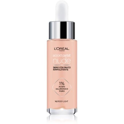 LOreal Paris Accord Parfait Nude Plumping Tinted Serum - 1 - 2 Rosy Light, 30 ml - Maison des fragrances