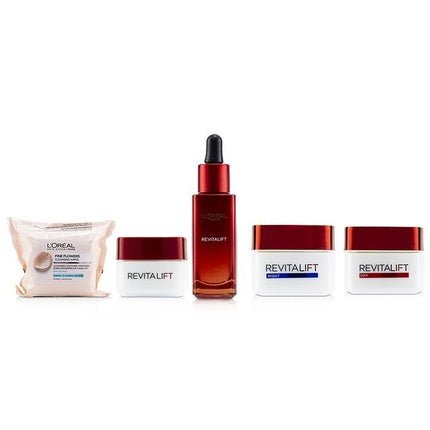L'Oreal Paris Classic Pouch Set - Revitalift Hydrating Smoothening Serum 30 Ml, Anti - Wrinkle Firming Day Cream 50 Ml, Anti - Wrinkle Firming Night Cream 50 Ml - Maison des fragrances