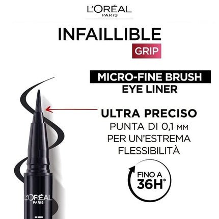 L'Oreal Paris Infaillible Grip 36h Microfine Brush Eyeliner 01 Obsidian Black 0.4g - Maison des fragrances