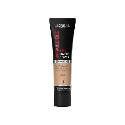 L'Oreal Paris Infallible 32h Matte Cover Foundation Long - Lasting Mattifying Foundation 115 Warm Undertone/Golden Beige 30ml - Maison des fragrances