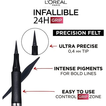 L'Oréal Paris Infallible Grip Precision Felt 0.4mm 27H Longwear Eyeliner Black - Maison des fragrances