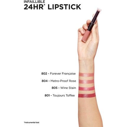 L'Oreal Paris Infallible Longwear 2 Step Lipstick 804 Metro Proof Rose 1 Count - Maison des fragrances