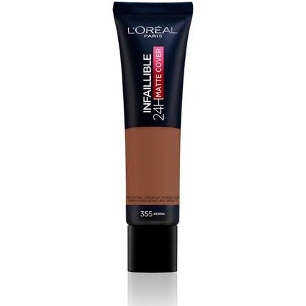 L'Oreal Paris Infallible Matte Cover 24hour Foundation 355 Sienna SPF 18 30ml - Maison des fragrances