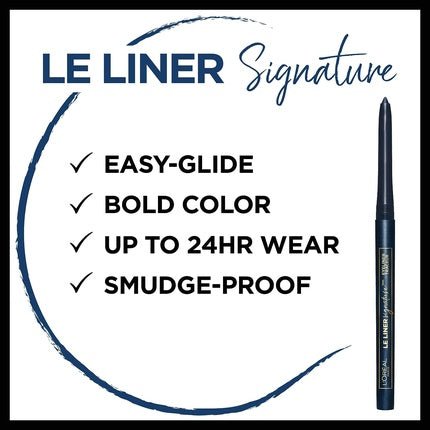 L'Oreal Paris Makeup Le Liner Signature Mechanical Eyeliner Easy - Glide Smudge Resistant Bold Color Long Lasting Waterproof Eyeliner Blue Jersey 0.011 oz 1 count - Maison des fragrances