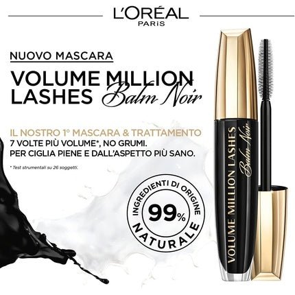 L'Oreal Paris Volume Million Lashes Balm Noir Mascara Black 99% Natural - Maison des fragrances