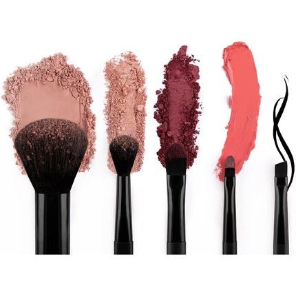 Luvia Espresso Travel Make - Up Brush Set with 5 Cosmetic Brushes and Storage - Black Vegan - Maison des fragrances