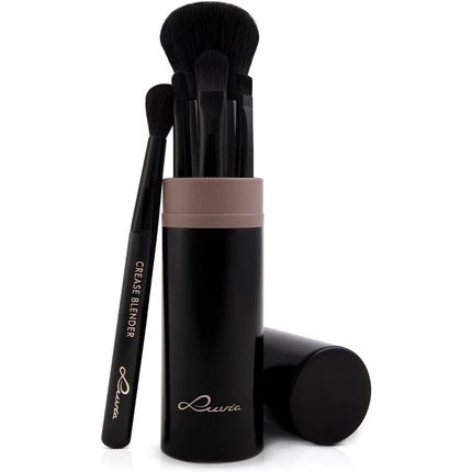 Luvia Espresso Travel Make - Up Brush Set with 5 Cosmetic Brushes and Storage - Black Vegan - Maison des fragrances