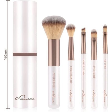 Luvia Makeup Brush Set Macchiato Travel Set 5 Cosmetic Brushes with Makeup Brush Storage Black Vegan White Macchiato - Maison des fragrances
