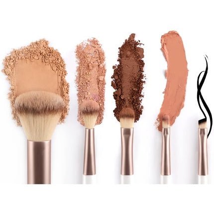 Luvia Makeup Brush Set Macchiato Travel Set 5 Cosmetic Brushes with Makeup Brush Storage Black Vegan White Macchiato - Maison des fragrances
