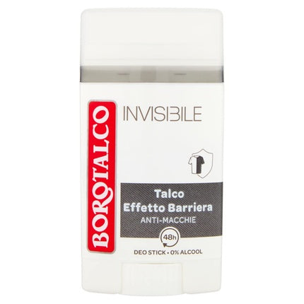 Borotalco Deodorant Stick Invisible Gray 40ml - Roll On Invisible Talc Barrier Effect 1.3 Fl Oz Made in Italy Borotalco