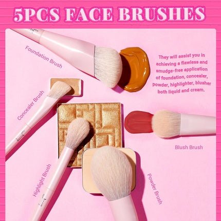 Makeup Lover Crystal Pink Collection Iv Makeup Brush Set T495 14 Pieces - Maison des fragrances
