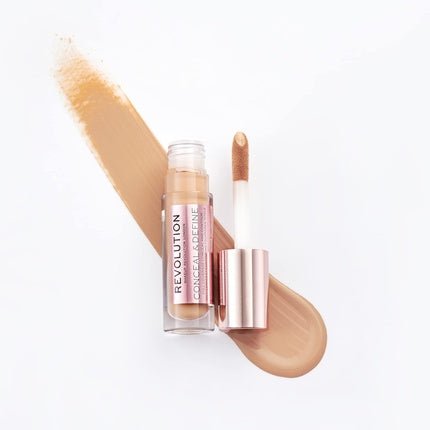 Makeup Revolution Conceal and Define Concealer Full Coverage Matte Finish C10.2 for Medium/Tan Skin Tones Vegan Cruelty - Free 0.7 Fl Oz - Maison des fragrances