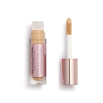 Makeup Revolution Conceal and Define Concealer Full Coverage Matte Finish C10.2 for Medium/Tan Skin Tones Vegan Cruelty - Free 0.7 Fl Oz - Maison des fragrances