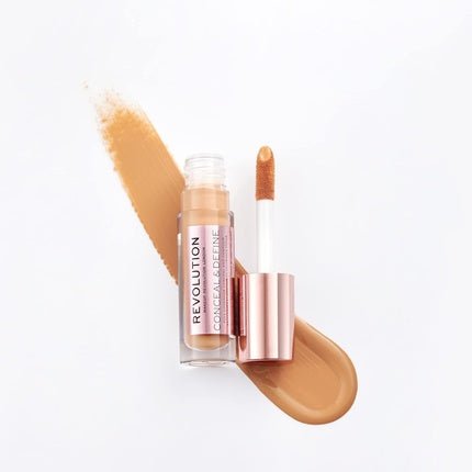 Makeup Revolution Conceal and Define Concealer Full Coverage Matte Finish C9.2 for Medium/Tan Skin Tones Vegan Cruelty - Free 0.7 Fl Oz - Maison des fragrances