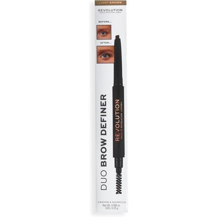 Makeup Revolution Duo Brow Definer Pencil with Brush Light Brown - Maison des fragrances