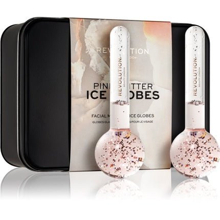 Makeup Revolution Ice Globes Pink Glitter Facial Massage Tools - 2 pcs - Maison des fragrances