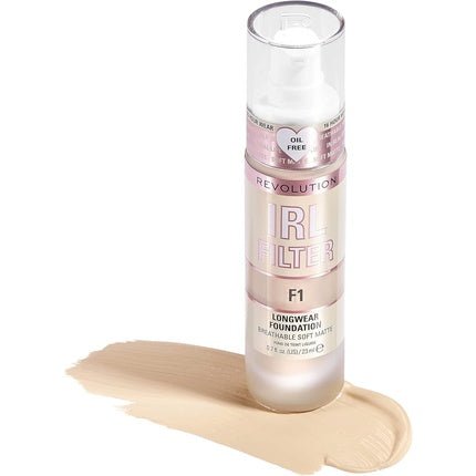 Makeup Revolution IRL Filter Longwear Foundation Medium to Full Coverage Matte Finish 16 Hour Wear F1 Fair To Light Skin Tones 23ml - Maison des fragrances