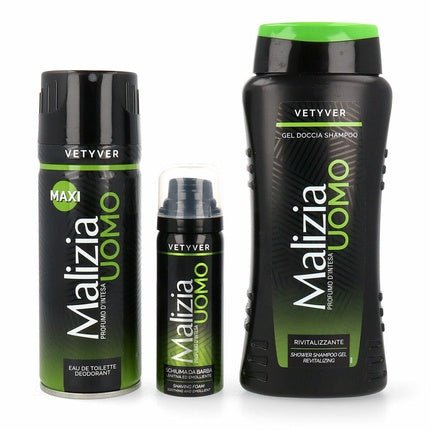 Malizia Uomo Vetyver Gift Set with 3 Items and Toiletry Bag - Maison des fragrances