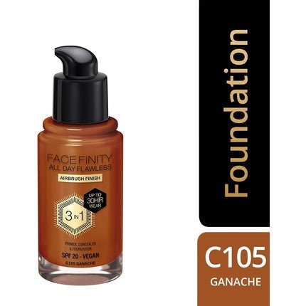 Max Factor Facefinity 3 - in - 1 All Day Flawless Foundation SPF 20 Ganache 30ml - Maison des fragrances