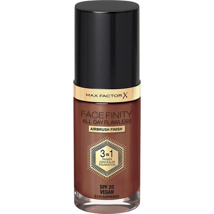 Max Factor Facefinity 3 - in - 1 All Day Flawless Liquid Foundation SPF 20 30ml 110 Espresso - Maison des fragrances
