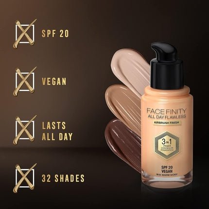 Max Factor Facefinity 3 - in - 1 All Day Flawless Liquid Foundation SPF 20 44 - Maison des fragrances