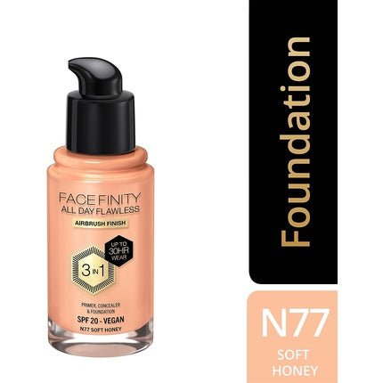Max Factor Facefinity 3 - in - 1 All Day Flawless Liquid Foundation SPF 20 77 - Maison des fragrances