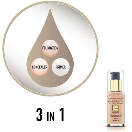 Max Factor Facefinity All Day Flawless 3 In 1 Foundation SPF 20 for Women 30ml - Maison des fragrances