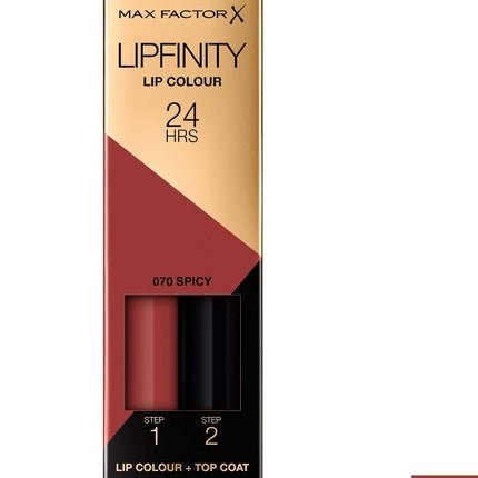 Max Factor Lipfinity Lip Colour Spicy 70 Long - lasting Lipstick with Intense Color and Nourishing Gloss Top Coat 4.2g - Maison des fragrances