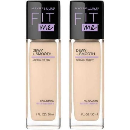 Maybelline Fit Me Dewy + Smooth Foundation 30ml 110 Porcelain - Pack of 2 - Maison des fragrances
