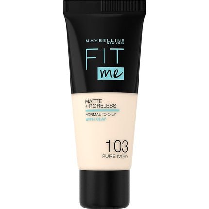 Maybelline Fit Me Foundation Matte and Poreless Full Coverage Blendable for Normal to Oily Skin 30ml 103 Pure Ivory - Maison des fragrances