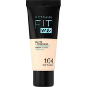 Maybelline Fit Me Liquid Foundation Mattifying Face Foundation 104 Soft Ivory 30ml - Maison des fragrances