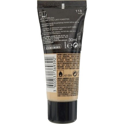 Maybelline Fit Me Matte Poreless Foundation 118 - 30ml - Maison des fragrances