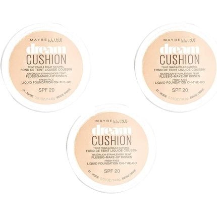 Maybelline New York Dream Cushion Foundation 21 Nude - Pack of 3 - Maison des fragrances