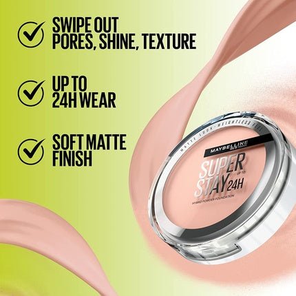 Maybelline SuperStay 24H Hybrid Powder Foundation 10 Shade Long - Lasting Transfer Water & Sweat Resistant Medium to Full Coverage 10g - Maison des fragrances