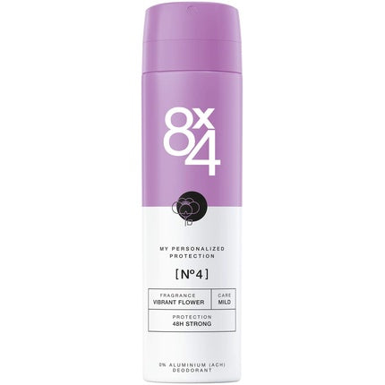 8X4 Deo Spray N°4 Vibrant Flower 150ml Women's Deodorant with Exotic Scent Aluminum-Free for All Skin Types 8x4