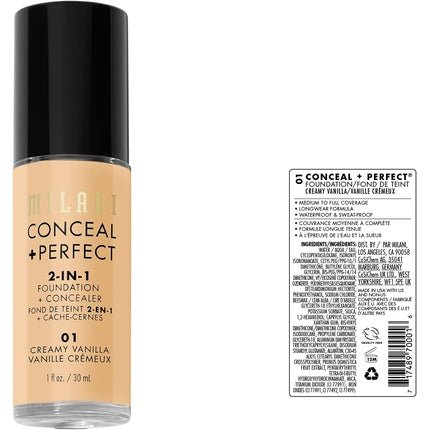 Milani Conceal + Perfect 2 - In - 1 Foundation + Concealer Creamy Vanilla - Maison des fragrances