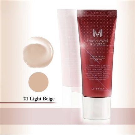 Missha M Perfect Cover BB Cream No.21 Light Beige with Cool Undertone - Maison des fragrances