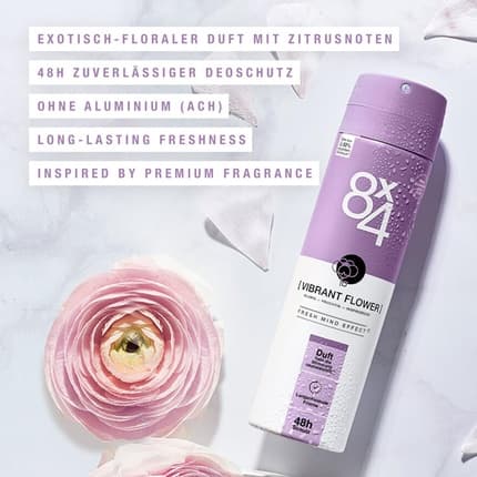 8x4 Vibrant Flower Deodrant Spray With Exotic Floral Scent 48h Reliable Protection 150ml