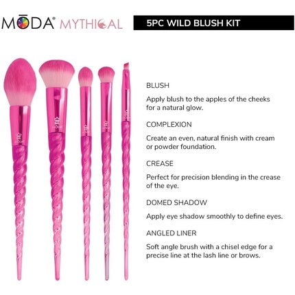 MODA Royal & Langnickel Full Size Mythical Wild 5pc Makeup Brush Set - Pink - Maison des fragrances