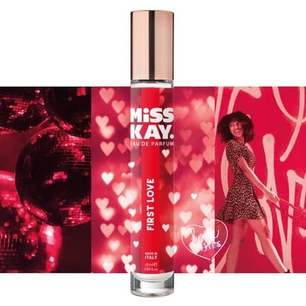 Miss Kay First Love Fruity Floral Delicate Scent Bergamot Blackcurrant Jasmine Made in Italy 100% Vegan Eau de Parfum (EDP) Mixte 25ml