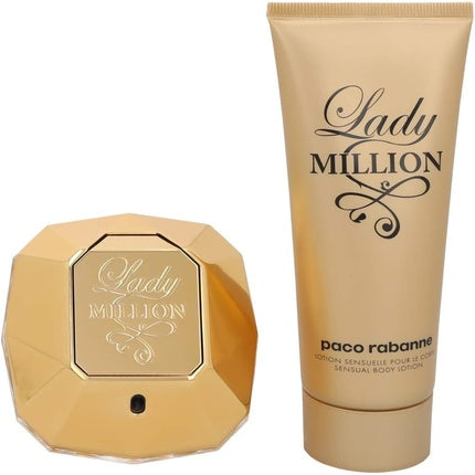 Paco Rabanne Lady Million Eau De Parfum 80ml and Body Lotion 100ml Women's Gift Set Paco Rabanne