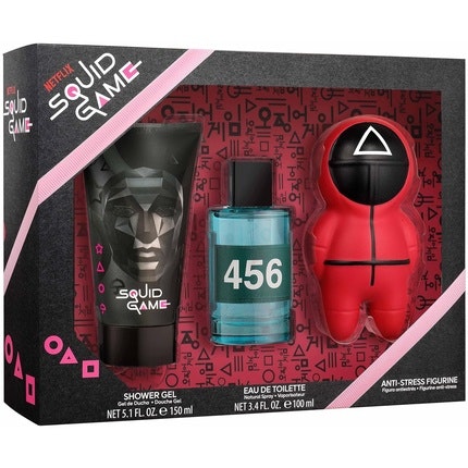 Netflix Squid Game Gift Set: Eau de Toilette 100ml, Shower Gel 150ml and Squishy - Perfect Fan Merchandise Gift for Boys Air Val