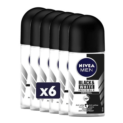 Nivea Invisible Black & White Deodorant for Men 48H Antiperspirant Roll-On 50ml Nivea