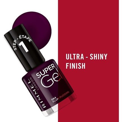 Nail polish Rimmel London Super Gel Plum Pudding Nº 064 12ml - Maison des fragrances