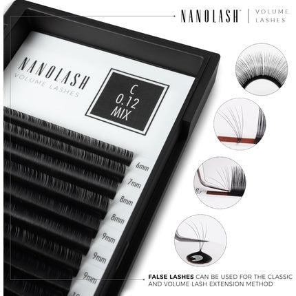 Nanolash Volume Lashes False Lashes for Professional Eyelash Extensions Volume Eyelash Extensions 10mm 0.12 C - Maison des fragrances