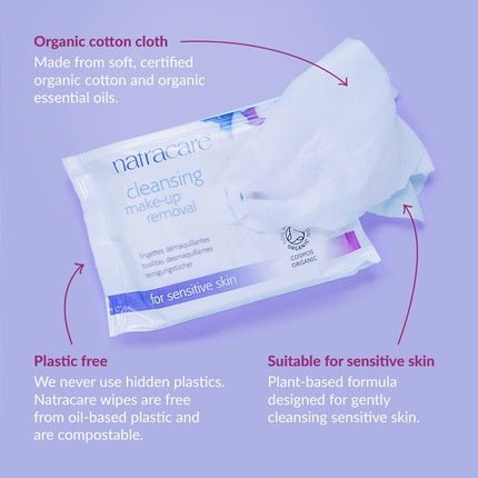 Natracare Cleansing Make Up Removal Wipes for Sensitive Skin 20 Wipes - Maison des fragrances