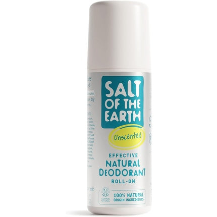 Salt of the Earth Natural Deodorant Roll On Effective Protection 100% Natural Origin Ingredients Vegan Fragrance Free 75ml Salt Of The Earth