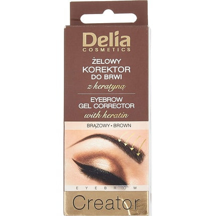 Delia Cosmetics Eyebrow Gel Corrector with Keratin for Dark Strong Nourished Eyebrow Lasting Power 16h Brown 7ml